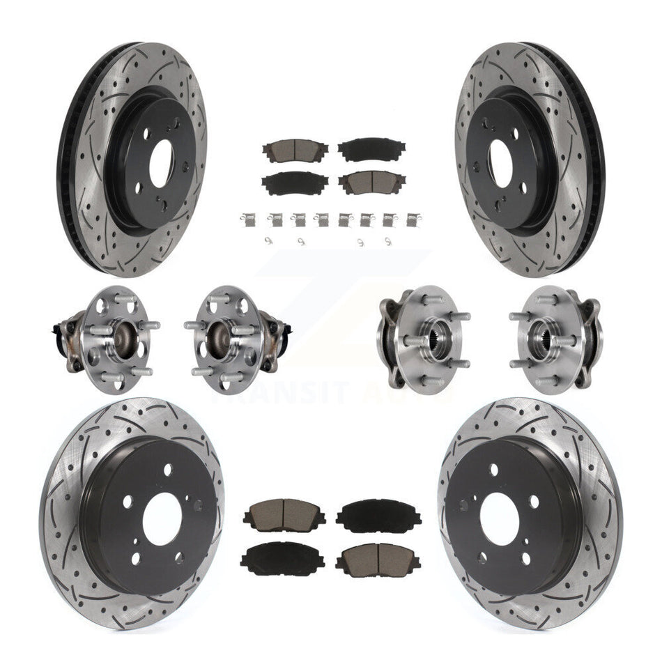 Front Rear Hub Bearings Coated Disc Brake Rotors And Pads Kit (10Pc) For Toyota Camry KBB-125475