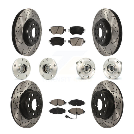 Front Rear Hub Bearing Coated Disc Brake Rotors And Pads Kit (10Pc) For Volkswagen Passat KBB-125477