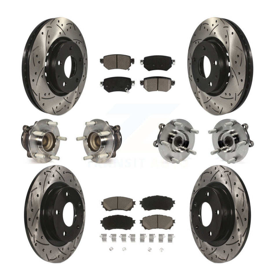 Front Rear Hub Bearing Coated Brake Rotor Pads Kit (10Pc) For Mazda 6 Naturally Aspirated KBB-125479