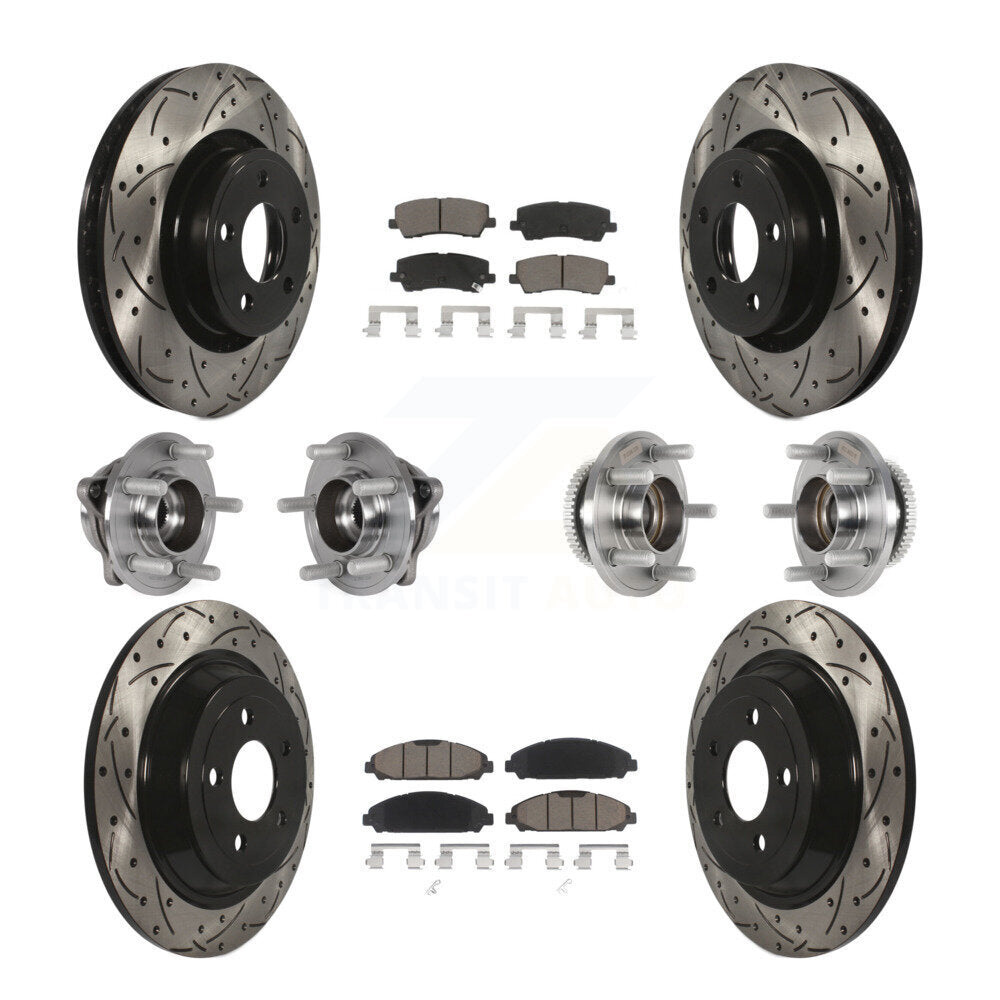 Front Rear Hub Bearing Coated Brake Rotor & Pads Kit (10Pc) For Ford Mustang V6 with 3.7L KBB-125494