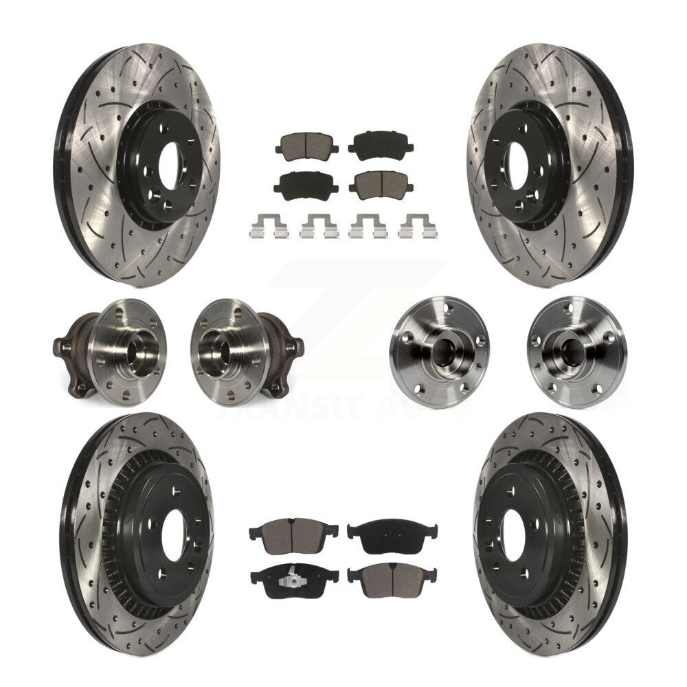 Front Rear Hub Bearing Coated Disc Brake Rotor And Pad Kit (10Pc) For 2017 Volvo XC60 AWD KBB-125495