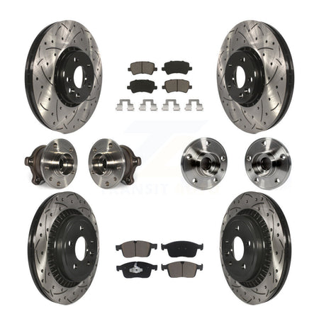 Front Rear Hub Bearing Coated Disc Brake Rotor And Pad Kit (10Pc) For 2017 Volvo XC60 AWD KBB-125495