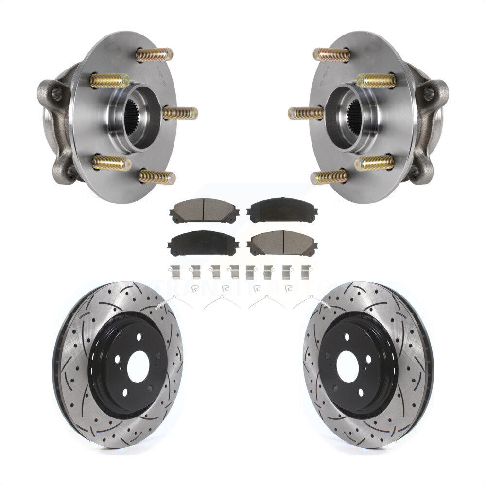 Front Hub Bearing Drilled Slot Brake Rotor Pads Kit For Lexus RX350 RX450h RX350L RX450hL KBB-125502