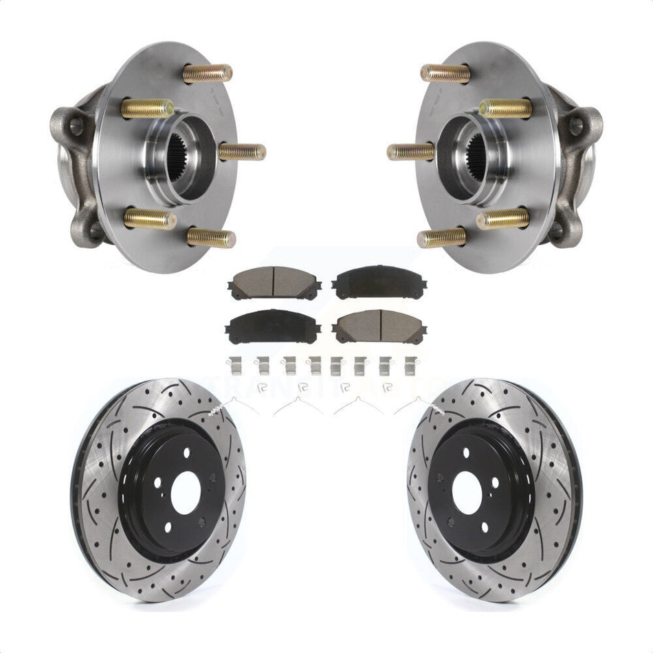 Front Hub Bearing Drilled Slot Brake Rotor Pads Kit For Lexus RX350 RX450h RX350L RX450hL KBB-125502