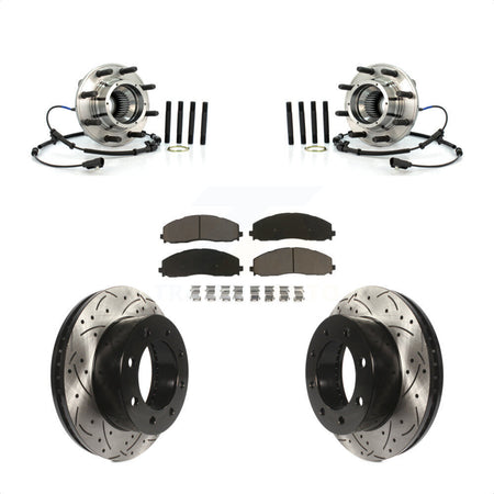 Front Hub Bearing Coat Drill Slot Brake Rotor Pads Kit For 2013 Ford F-250 Super Duty 4WD KBB-125503