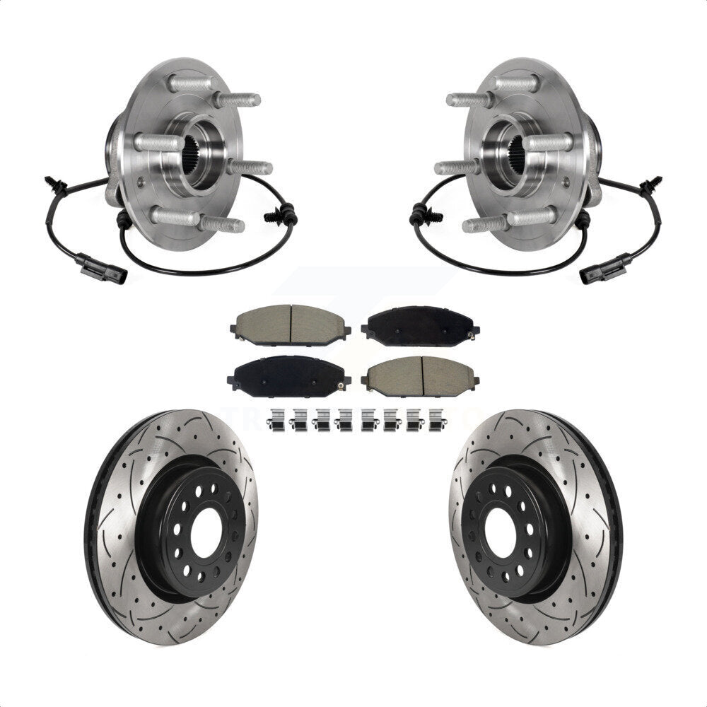 Front Hub Bearing Drill Slot Brake Rotor Pads Kit For Ram 1500 Without 22" Factory Wheels KBB-125506