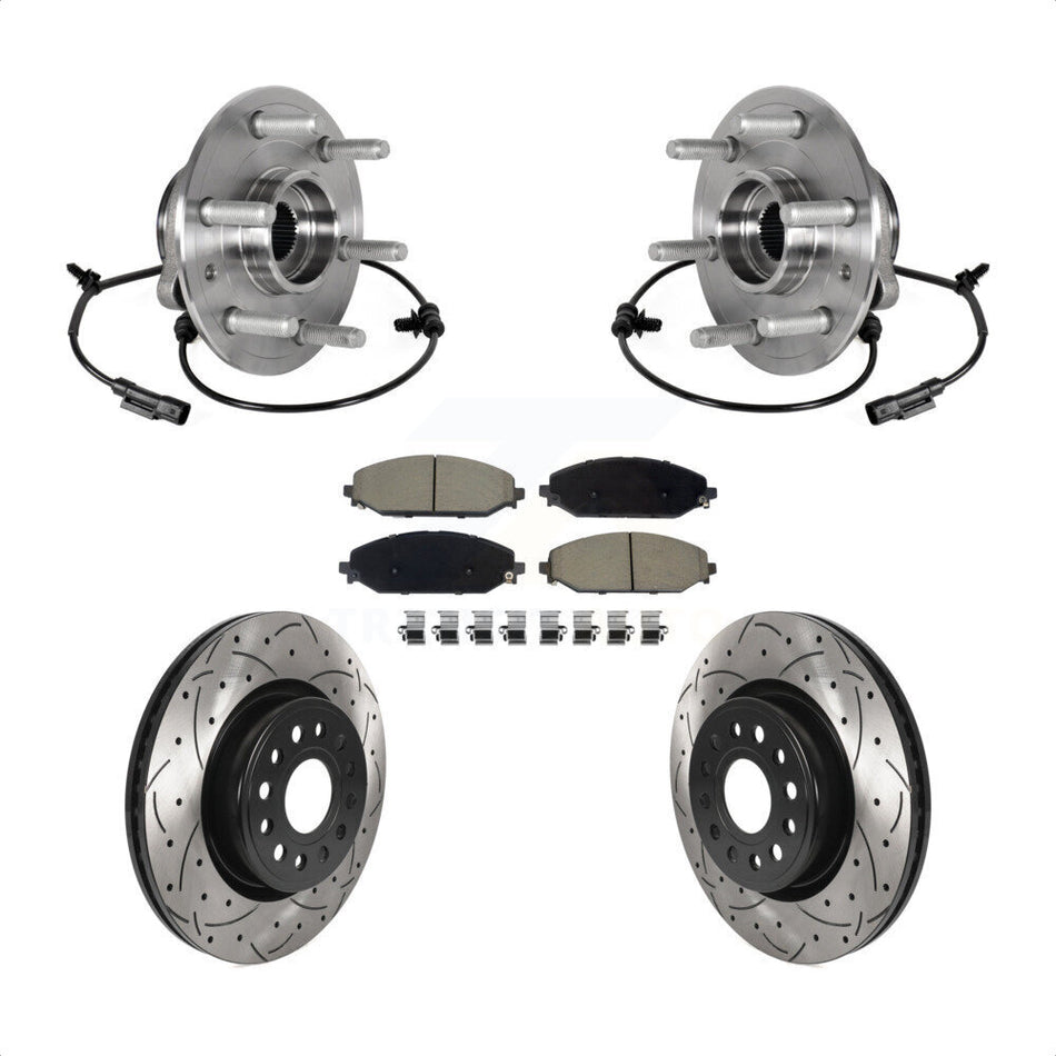 Front Hub Bearing Drill Slot Brake Rotor Pads Kit For Ram 1500 Without 22" Factory Wheels KBB-125506