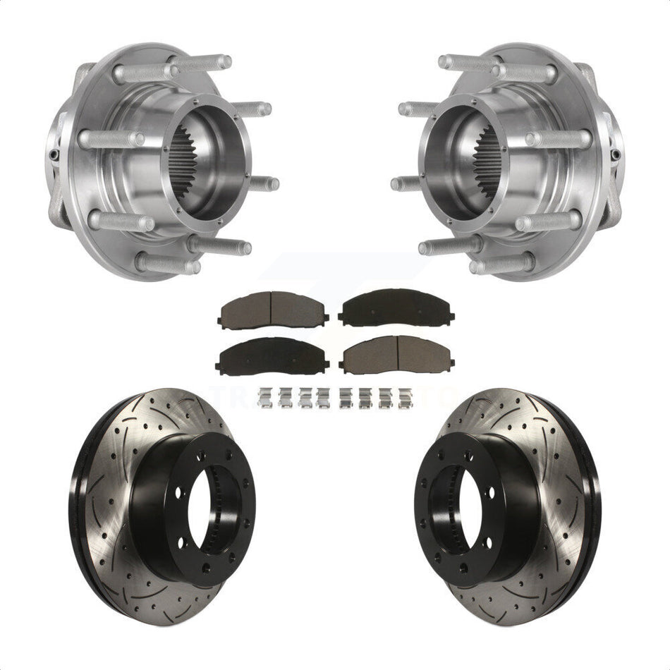Front Hub Bearing Coat Drill Slot Brake Rotor Pad Kit For Ford F-350 Super Duty F-250 4WD KBB-125508
