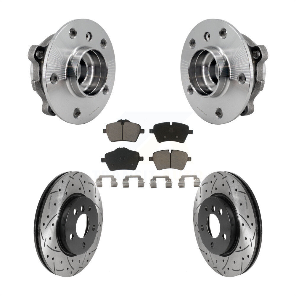 Front Hub Bearing Assembly Coated Drilled Slotted Brake Rotor And Pad Kit For Mini Cooper KBB-125510