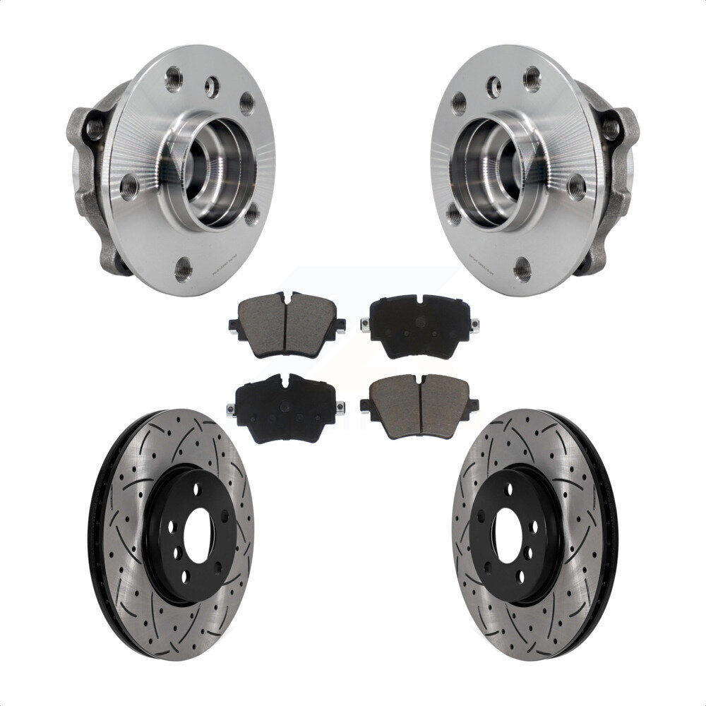 Front Hub Bearing Coat Drill Slot Brake Rotor Pads Kit For Mini Cooper Countryman Clubman KBB-125512