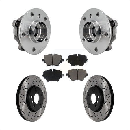 Front Hub Bearing Coat Drill Slot Brake Rotor Pads Kit For Mini Cooper Countryman Clubman KBB-125512
