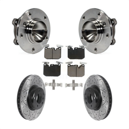 Front Hub Bearing Coated Drill Slot Brake Rotor Pad Kit For 2013 BMW 328i Sedan with 3.0L KBB-125514