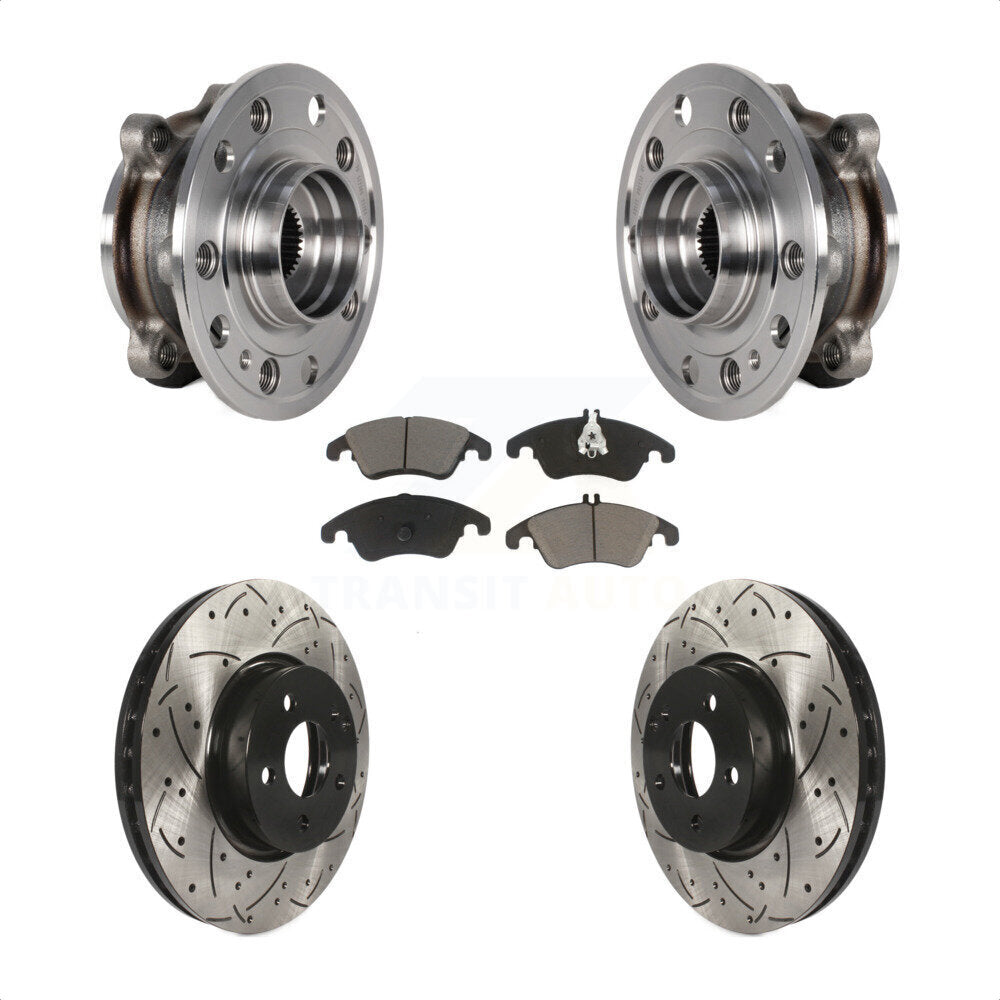 Front Bearing Assembly Drilled Slot Brake Rotor & Pad Kit For 2017 Mercedes-Benz E400 AWD KBB-125519