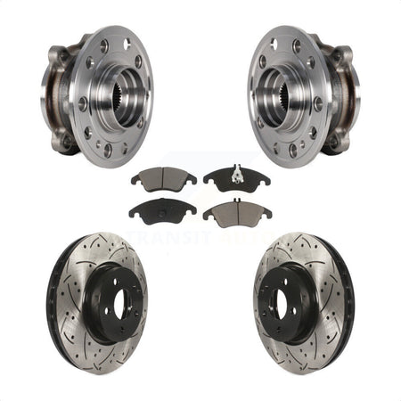 Front Bearing Assembly Drilled Slot Brake Rotor & Pad Kit For 2017 Mercedes-Benz E400 AWD KBB-125519