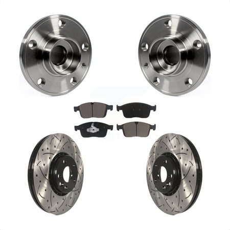 Front Hub Bearing Assembly Coated Drilled Slotted Disc Brake Rotor Pad Kit For Volvo XC60 KBB-125520