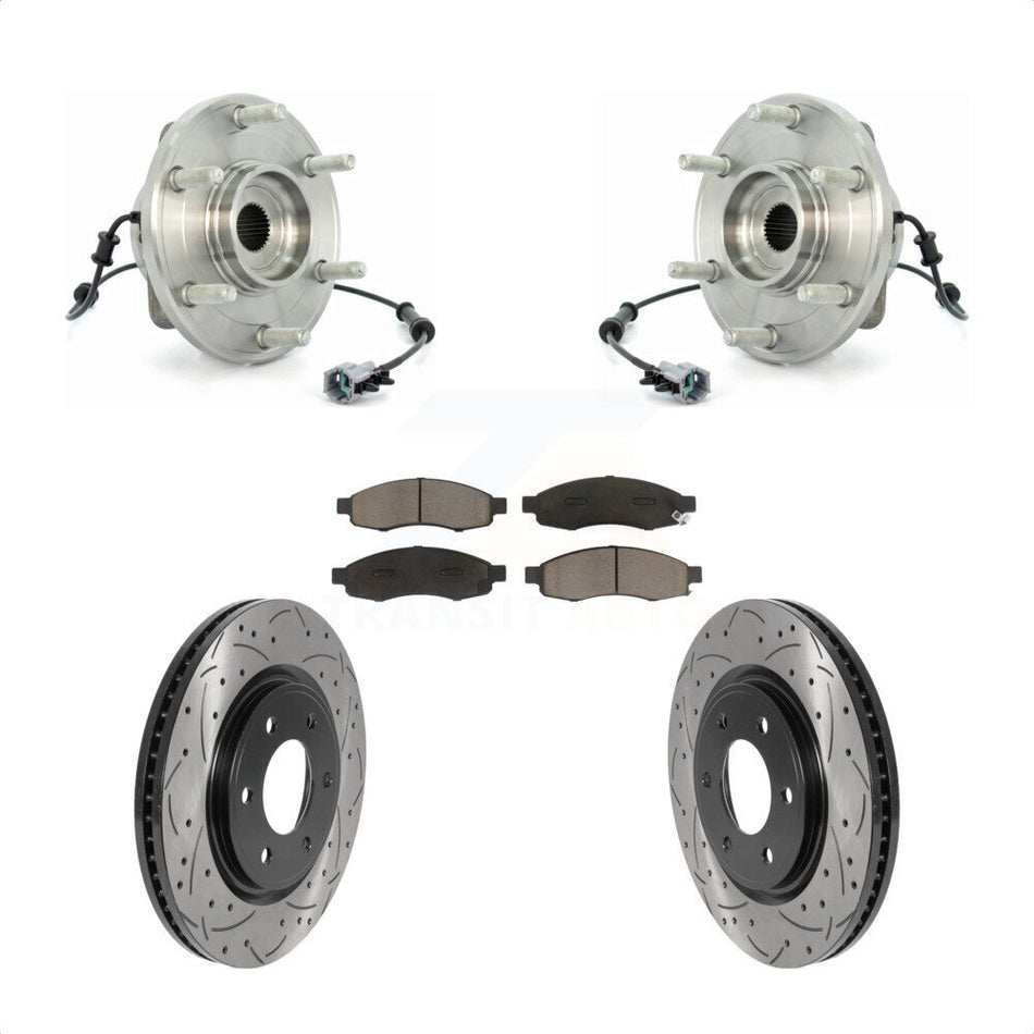 Front Hub Bearing Coated Drill Slot Brake Rotor Pads Kit For 2007 Nissan TITAN From 04 07 KBB-125523