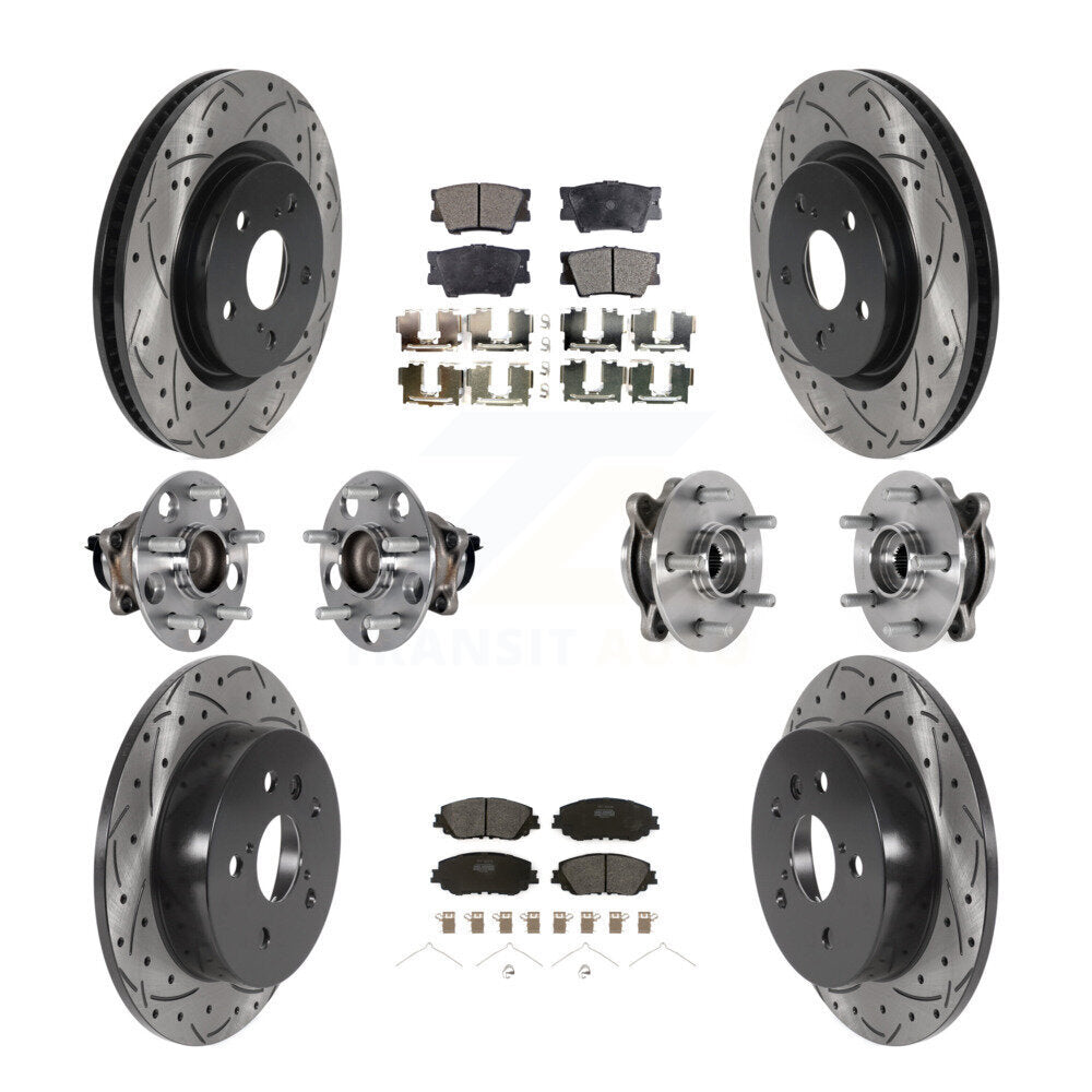 Front Rear Hub Bearings Coated Disc Brake Rotors And Pads Kit (10Pc) For Toyota Camry KBB-125531