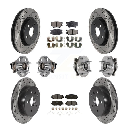Front Rear Hub Bearings Coated Disc Brake Rotors And Pads Kit (10Pc) For Toyota Camry KBB-125531