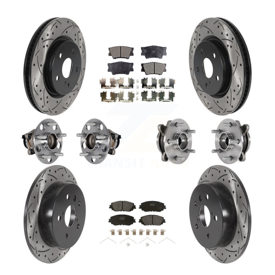 Front Rear Hub Bearings Coated Disc Brake Rotors And Pads Kit (10Pc) For Toyota Camry KBB-125531