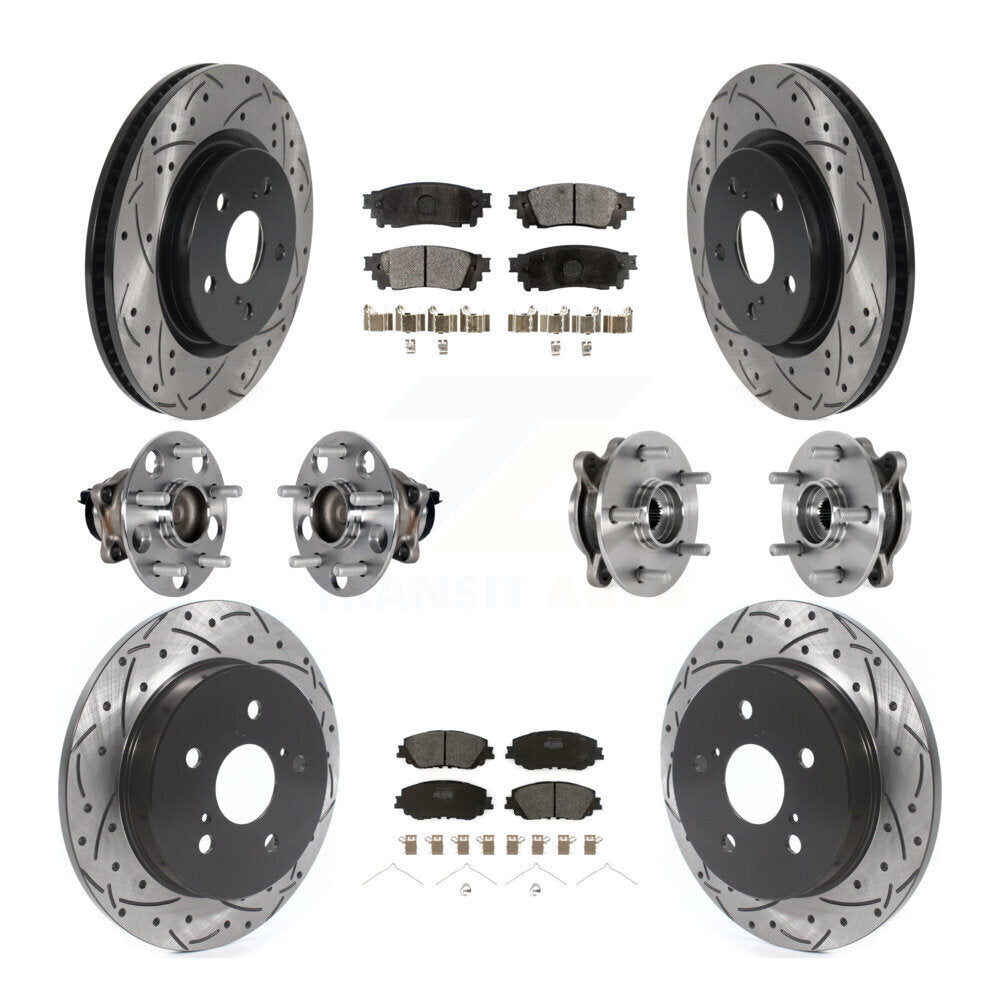 Front Rear Hub Bearings Coated Disc Brake Rotors And Pads Kit (10Pc) For Toyota Camry KBB-125533