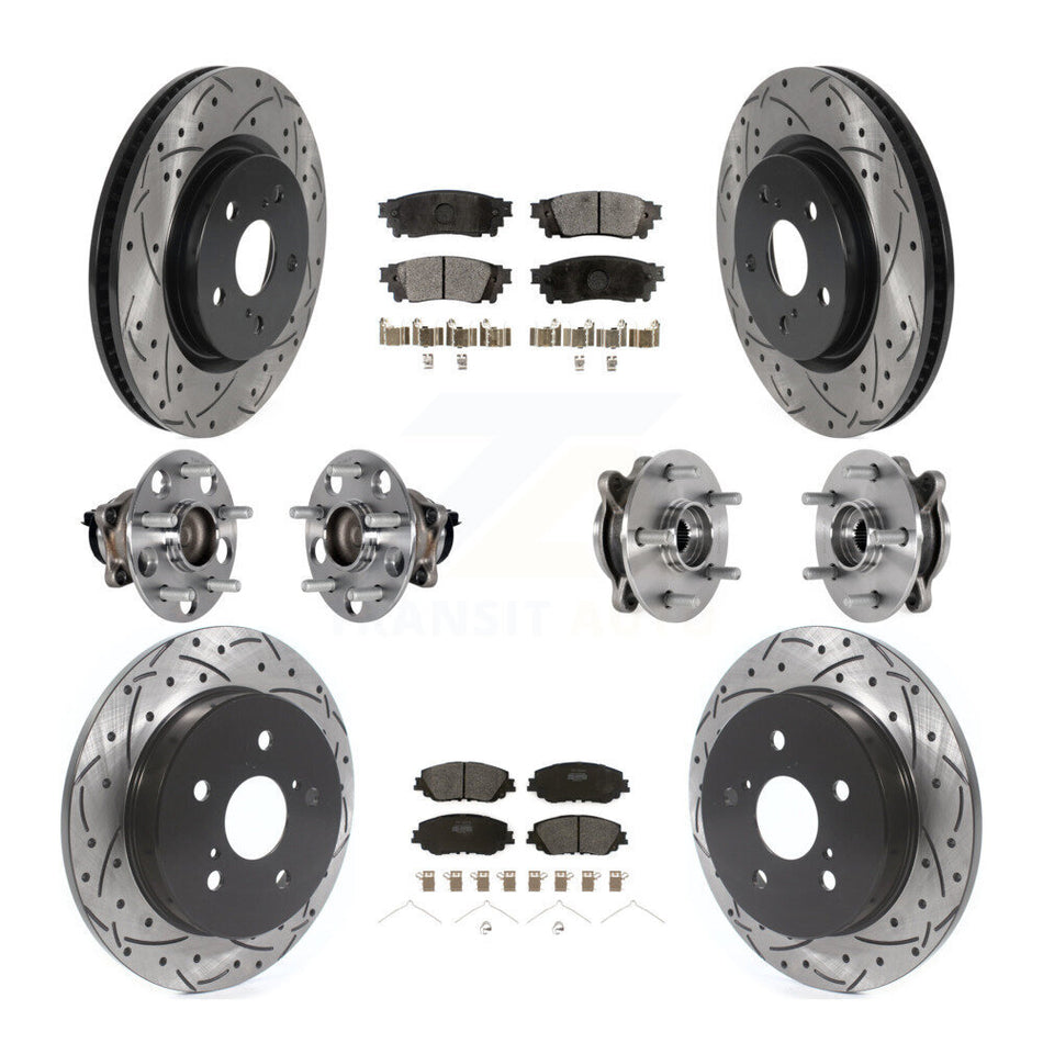Front Rear Hub Bearings Coated Disc Brake Rotors And Pads Kit (10Pc) For Toyota Camry KBB-125533