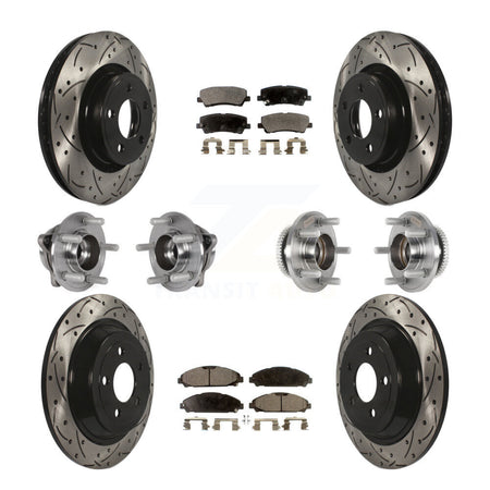 Front Rear Hub Bearing Coated Brake Rotor & Pads Kit (10Pc) For Ford Mustang V6 with 3.7L KBB-125535