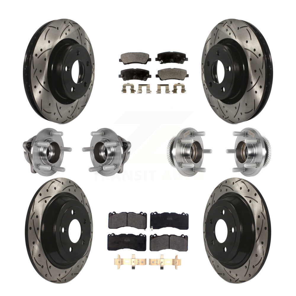 Front Rear Hub Bearing Coat Brake Rotor Pad Kit (10Pc) For 2015 Ford Mustang V6 with 3.7L KBB-125536