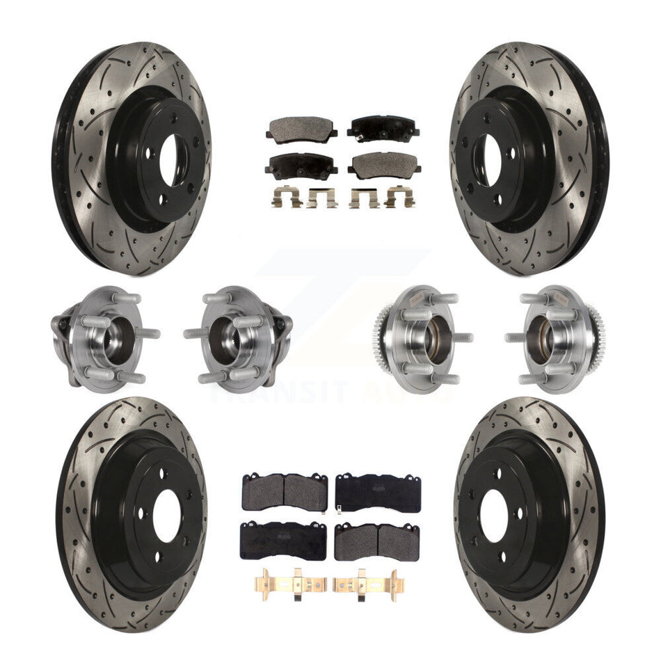 Front Rear Hub Bearing Coat Brake Rotor Pad Kit (10Pc) For 2015 Ford Mustang V6 with 3.7L KBB-125536