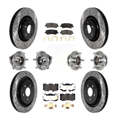 Front Rear Hub Bearings Coated Disc Brake Rotors And Pads Kit (10Pc) For Ford Mustang KBB-125537