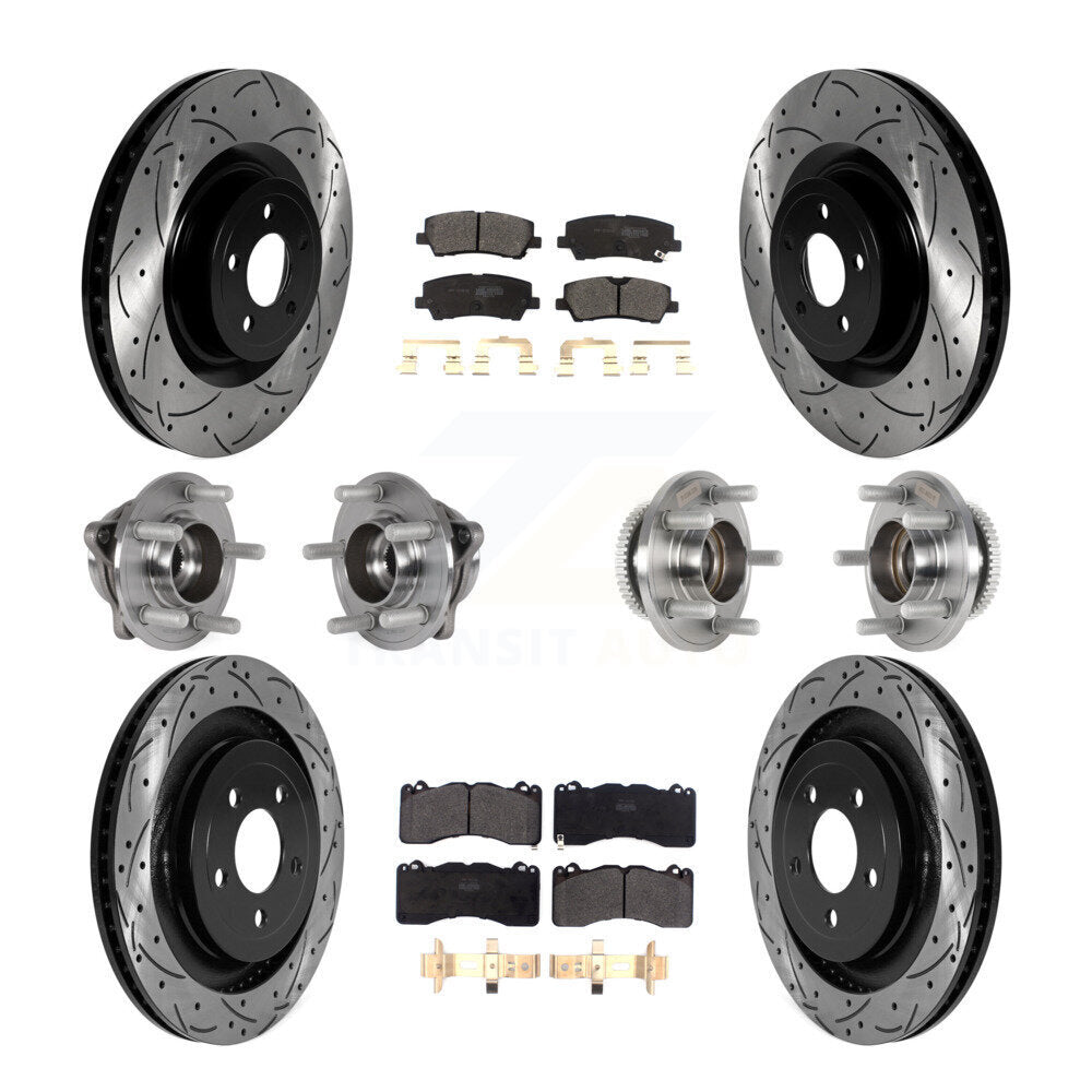 Front Rear Hub Bearings Coated Disc Brake Rotors And Pads Kit (10Pc) For Ford Mustang KBB-125539