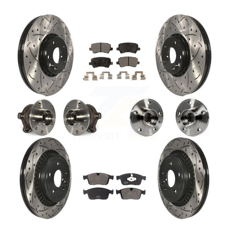 Front Rear Hub Bearing Coated Disc Brake Rotor And Pad Kit (10Pc) For 2017 Volvo XC60 AWD KBB-125544