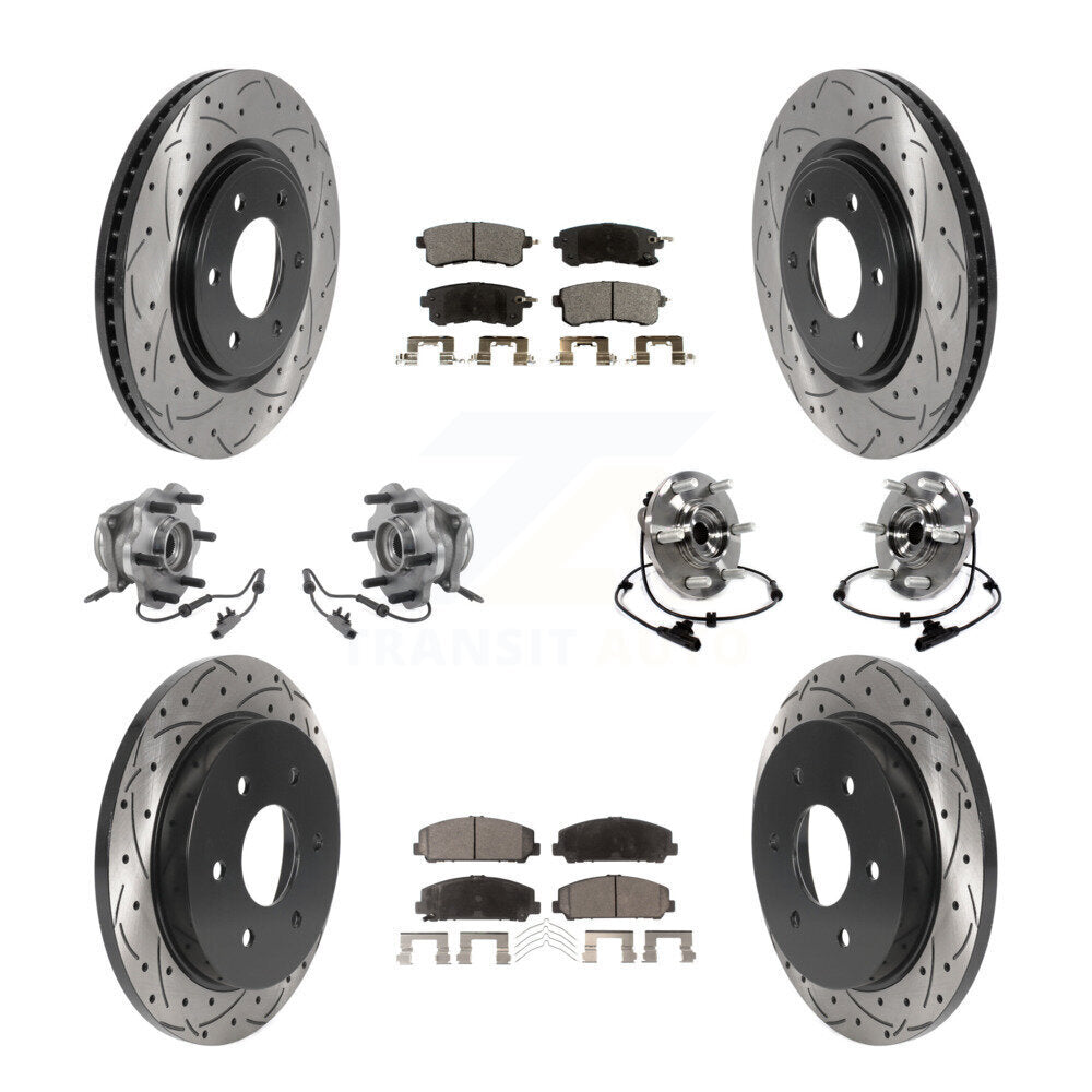 Front Rear Hub Bearing Coat Brake Rotor Pad Kit (10Pc) For Nissan Armada With Solid KBB-125554