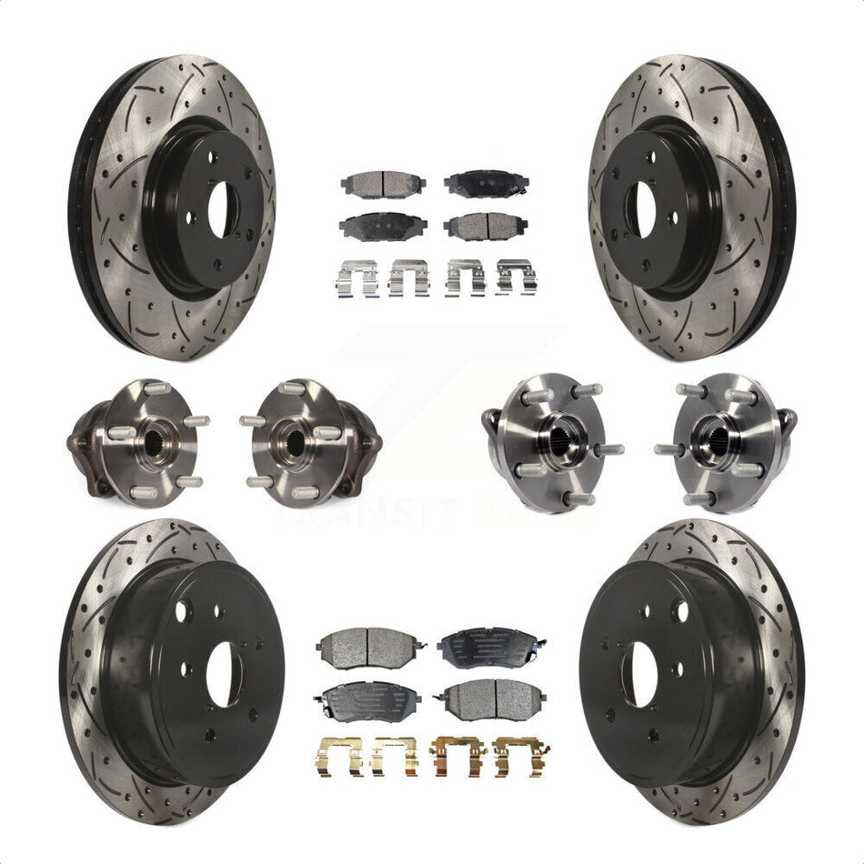Front Rear Hub Bearing Assembly Coated Disc Brake Rotor And Pad Kit (10Pc) For Subaru WRX KBB-125562