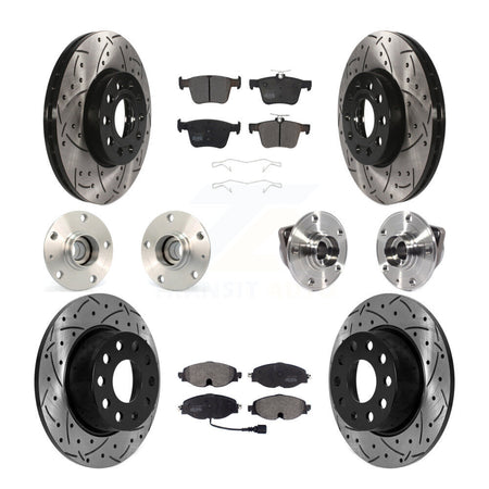 Front Rear Hub Bearing Coated Brake Rotor Pads Kit (10Pc) For 19-21 Volkswagen Jetta 1.4L KBB-125563