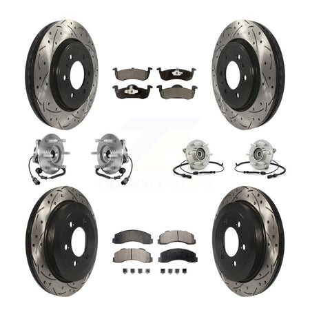 Front Rear Hub Bearing Coated Brake Rotor Pads Kit (10Pc) For Ford Expedition Lincoln 4WD KBB-125572