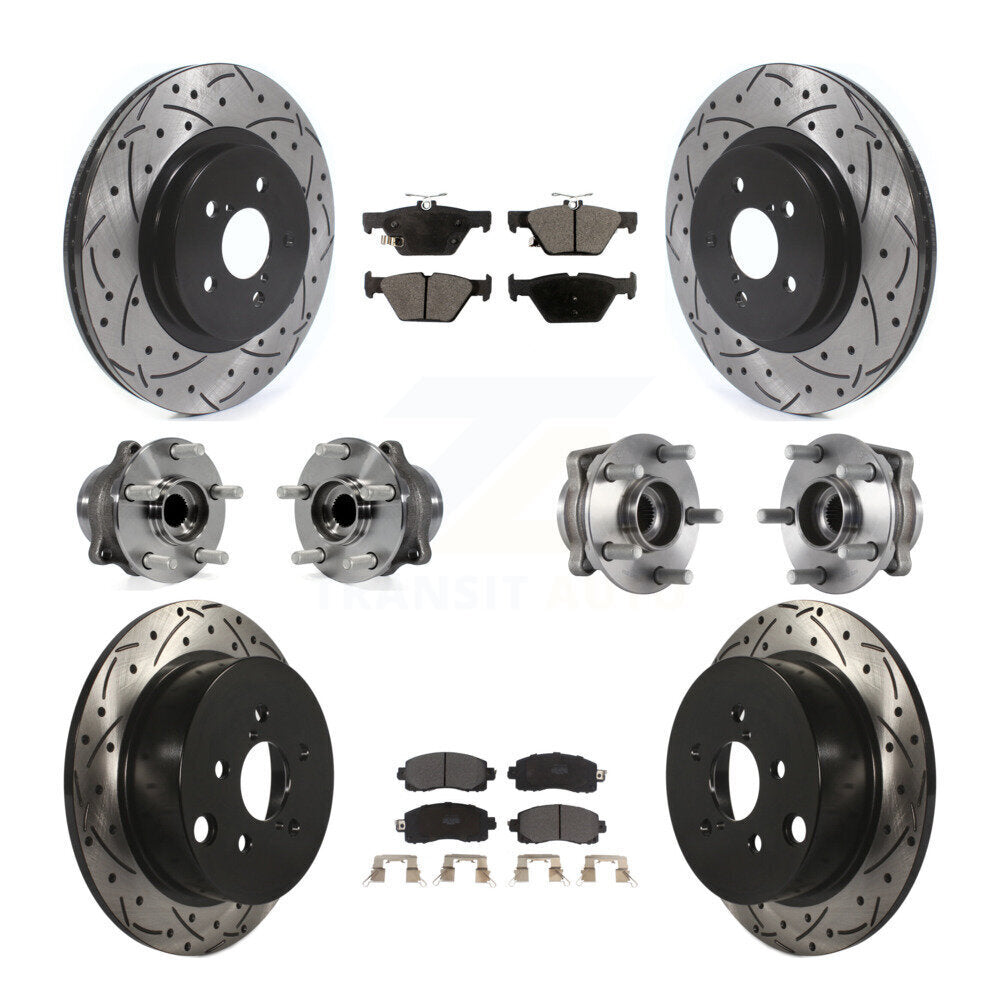 Front Rear Hub Bearing Coat Brake Rotor Pad Kit (10Pc) For 20 Subaru Crosstrek GAS engine KBB-125573
