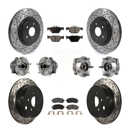 Front Rear Hub Bearing Coat Brake Rotor Pad Kit (10Pc) For 20 Subaru Crosstrek GAS engine KBB-125573