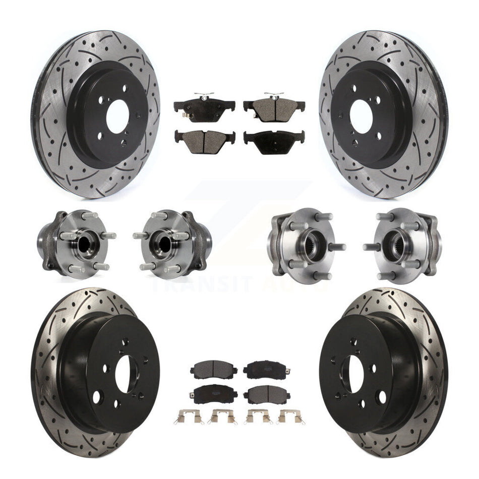 Front Rear Hub Bearing Coat Brake Rotor Pad Kit (10Pc) For 20 Subaru Crosstrek GAS engine KBB-125573