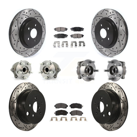 Front Rear Hub Bearings Coated Disc Brake Rotors And Pads Kit (10Pc) For Subaru Crosstrek KBB-125574