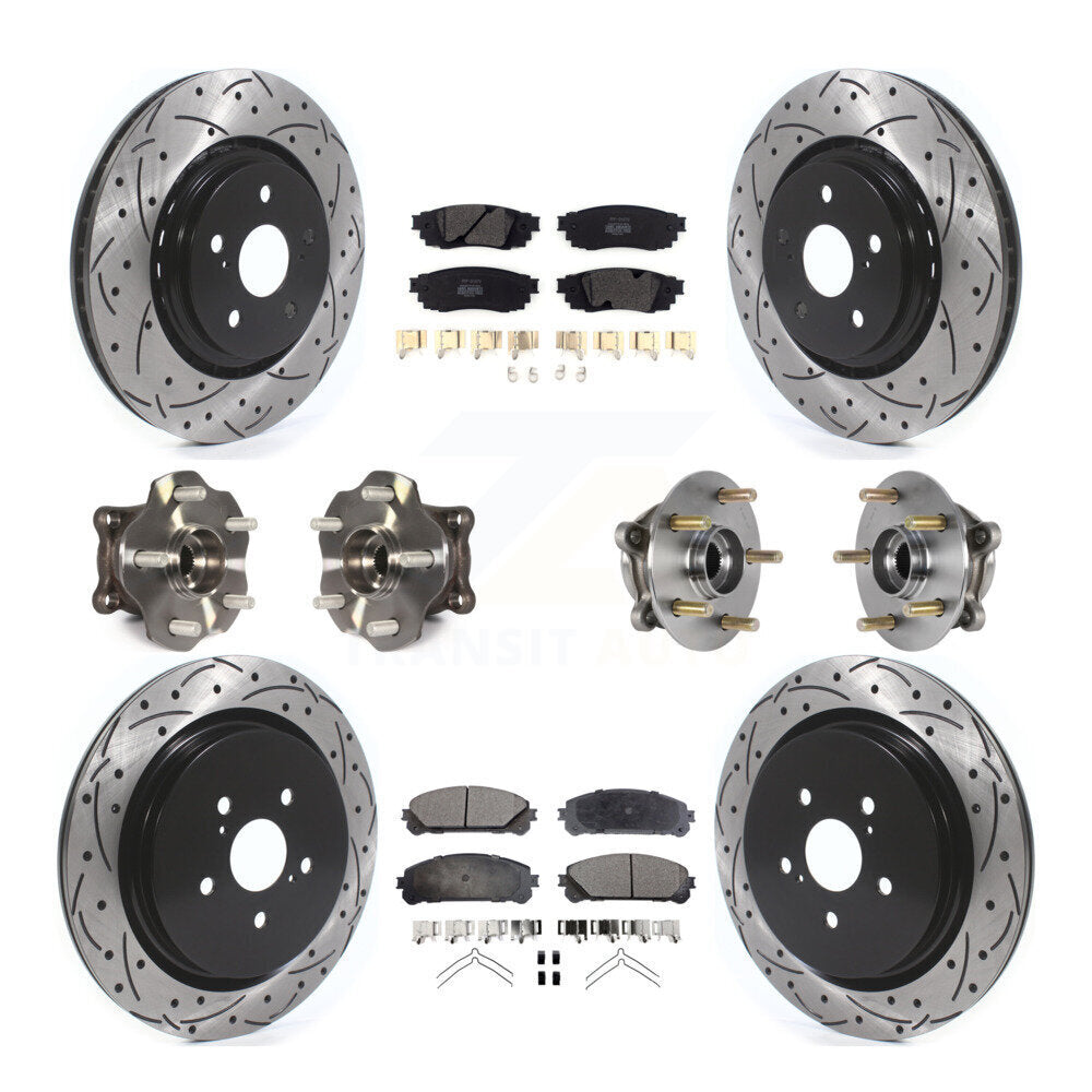 Front Rear Hub Bearing Coated Brake Rotor & Pads Kit (10Pc) For Lexus RX350 RX450h RX350L KBB-125575