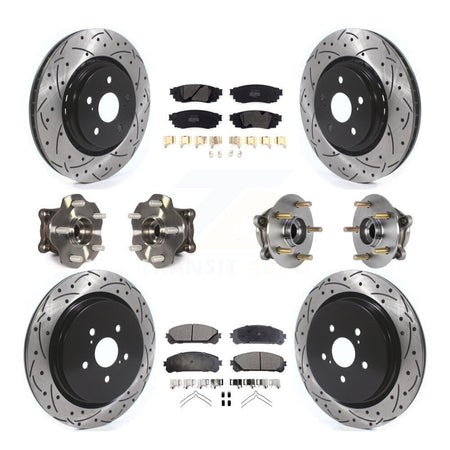 Front Rear Hub Bearing Coated Brake Rotor & Pads Kit (10Pc) For Lexus RX350 RX450h RX350L KBB-125575
