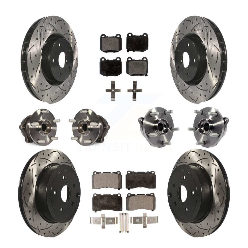 Front Rear Hub Bearing Coated Disc Brake Rotor Pads Kit (10Pc) For Subaru Impreza WRX STI KBB-125576