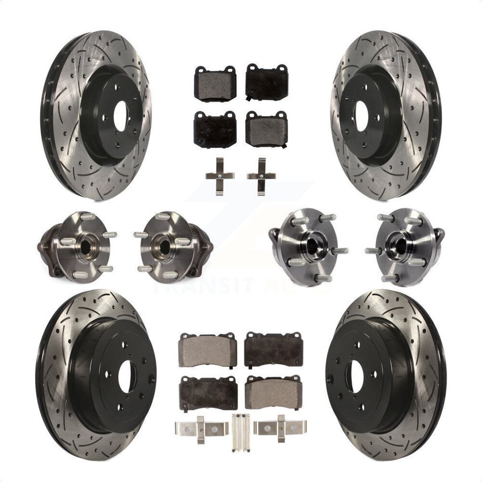 Front Rear Hub Bearing Coated Disc Brake Rotor Pads Kit (10Pc) For Subaru Impreza WRX STI KBB-125576