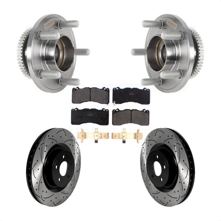 Front Hub Bearing Coat Drill Slot Brake Rotor Pad Kit For Ford Mustang With Brembo Brakes KBB-125587