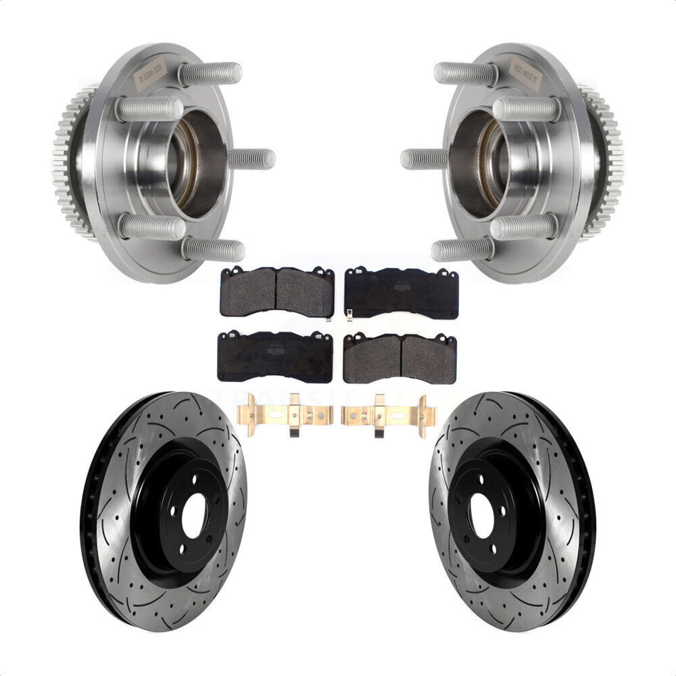 Front Hub Bearing Coat Drill Slot Brake Rotor Pad Kit For Ford Mustang With Brembo Brakes KBB-125587