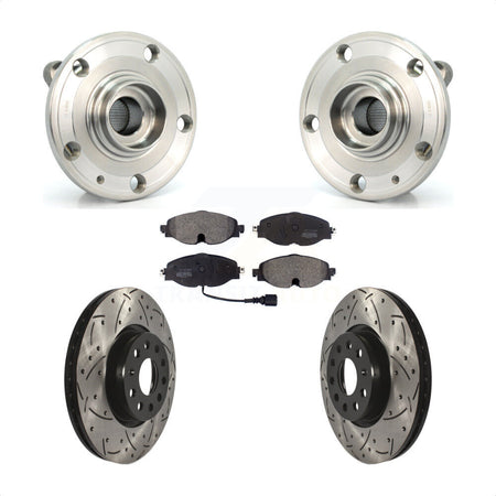 Front Hub Bearing Assembly Coated Drilled Slot Brake Rotor Pads Kit For Volkswagen Passat KBB-125591