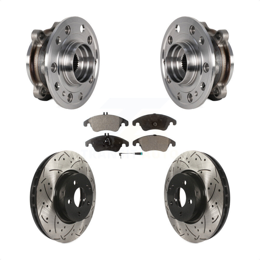 Front Bearing Assembly Drilled Slot Brake Rotor & Pad Kit For 2017 Mercedes-Benz E400 AWD KBB-125592