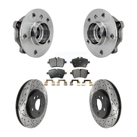 Front Hub Bearing Assembly Coated Drilled Slotted Brake Rotor And Pad Kit For Mini Cooper KBB-125596