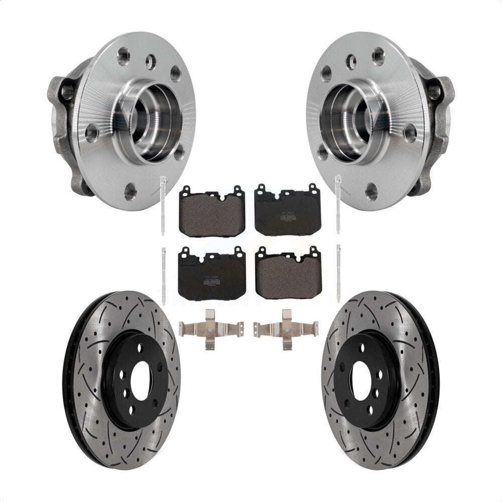 Front Hub Bearing Coat Drill Slot Brake Rotor Pad Kit For 2017-2020 Mini Cooper Clubman S KBB-125599