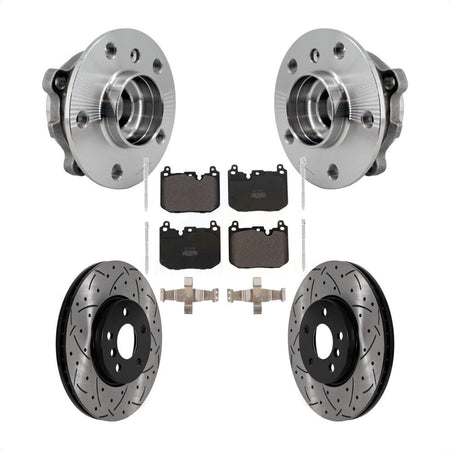 Front Hub Bearing Coat Drill Slot Brake Rotor Pad Kit For 2017-2020 Mini Cooper Clubman S KBB-125599